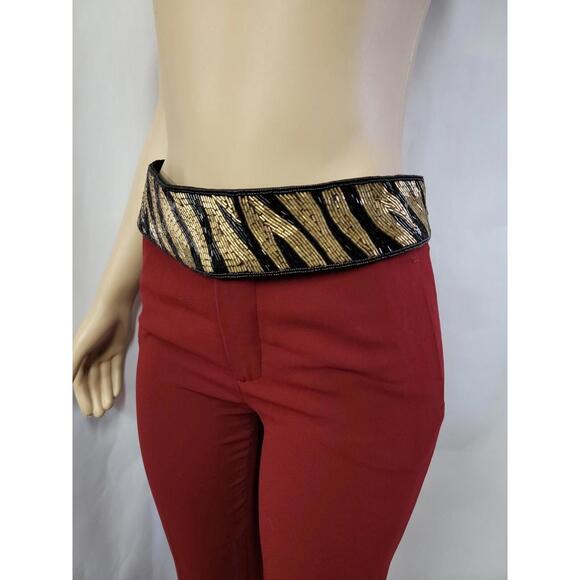 Vintage Jeromes Black Beaded Embellished Statement Bohemian Style Belt Size MS main image 8